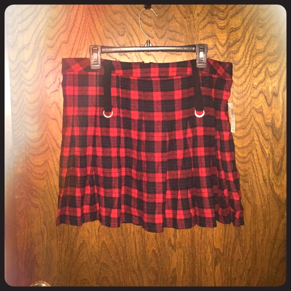 Royal bones red flannel mini skirt